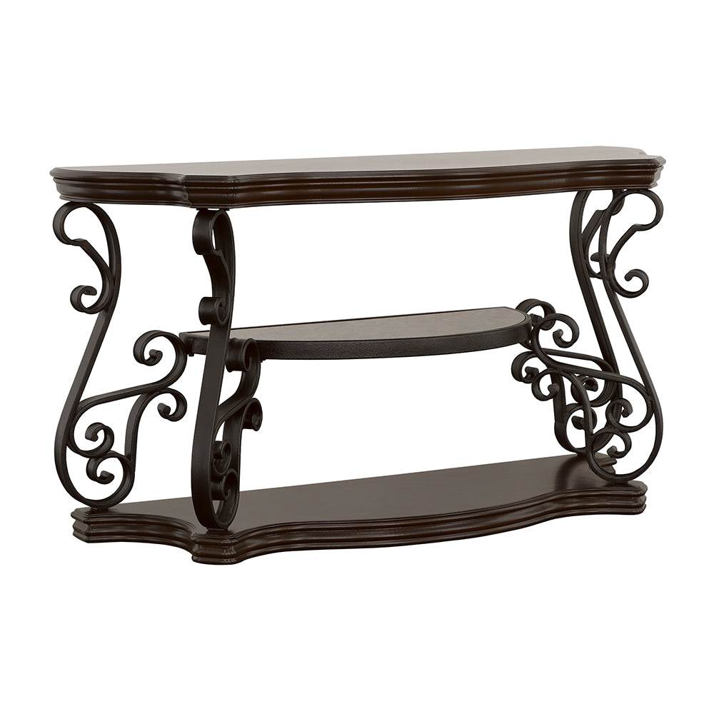 Laney Scrollwork Entryway Sofa Console Table Dark Merlot