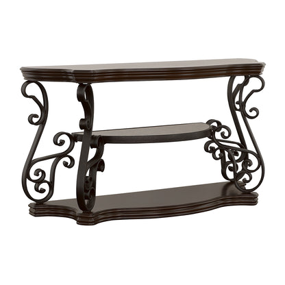 Laney Scrollwork Entryway Sofa Console Table Dark Merlot