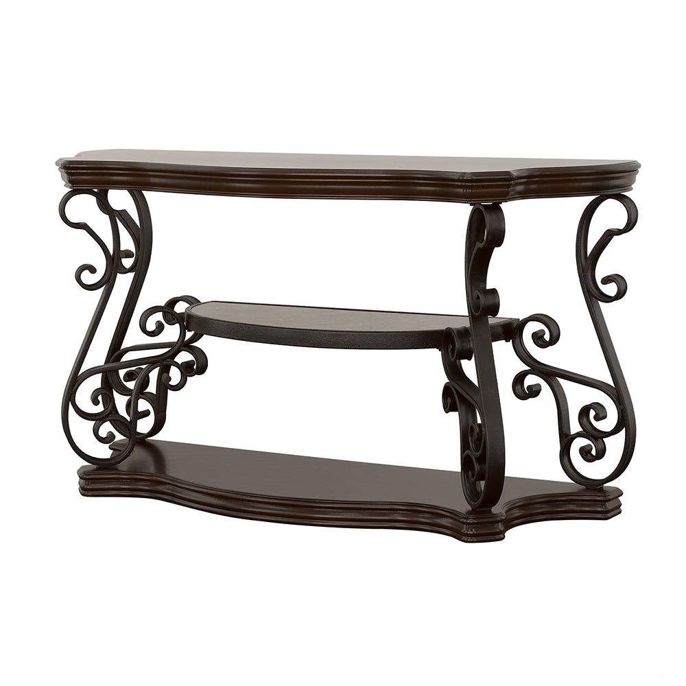 Laney Scrollwork Entryway Sofa Console Table Dark Merlot