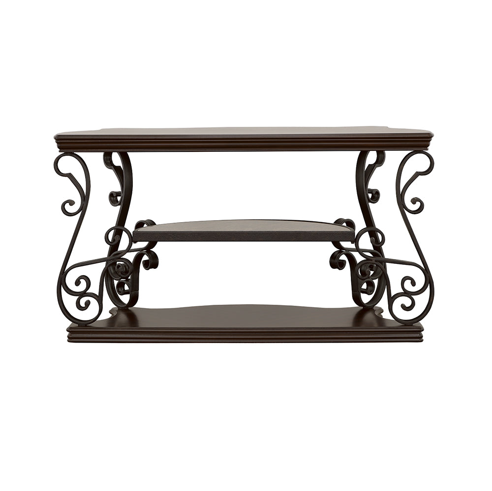 Laney Scrollwork Entryway Sofa Console Table Dark Merlot