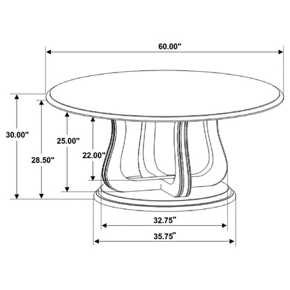 Trofello 60-inch Round Sculptural Pedestal Dining Table White Washed