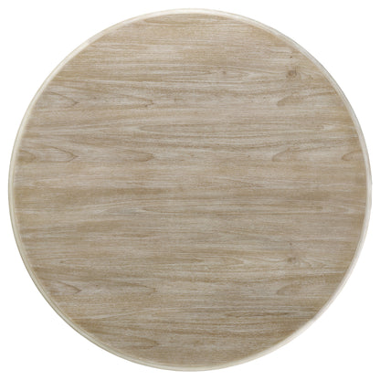 Trofello 60-inch Round Sculptural Pedestal Dining Table White Washed