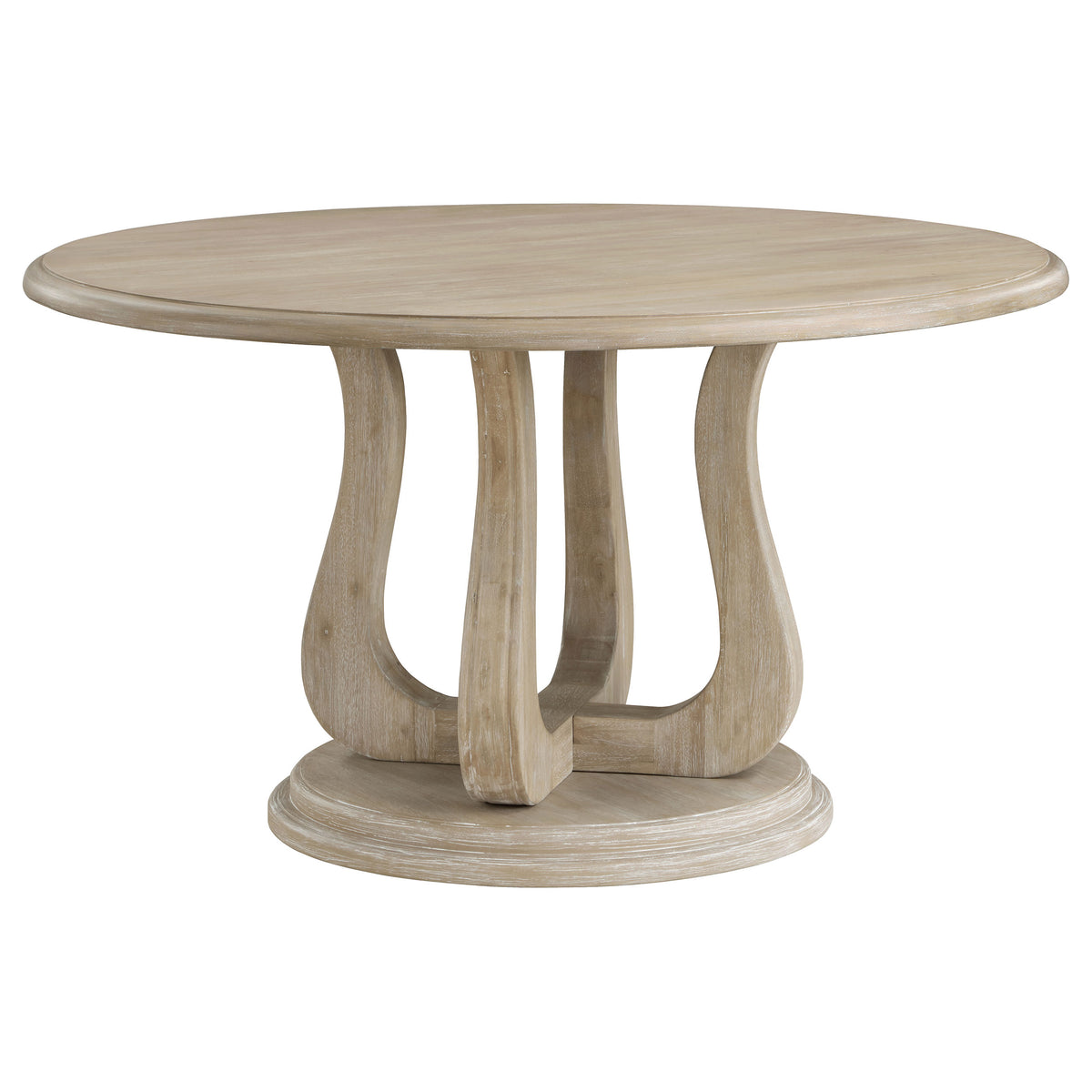 Trofello 5-Piece Farmhouse Round Pedestal Dining Set White Washed