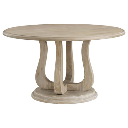 Trofello 5-Piece Farmhouse Round Pedestal Dining Set White Washed