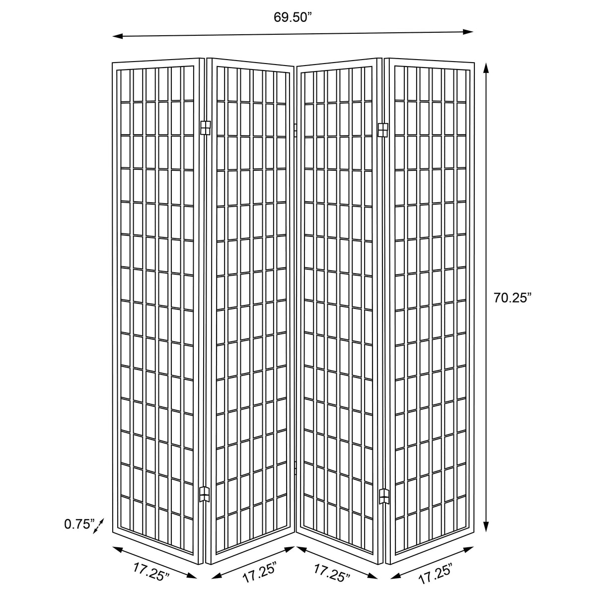 Roberto 4-Panel Room Divider Folding Shoji Screen Black