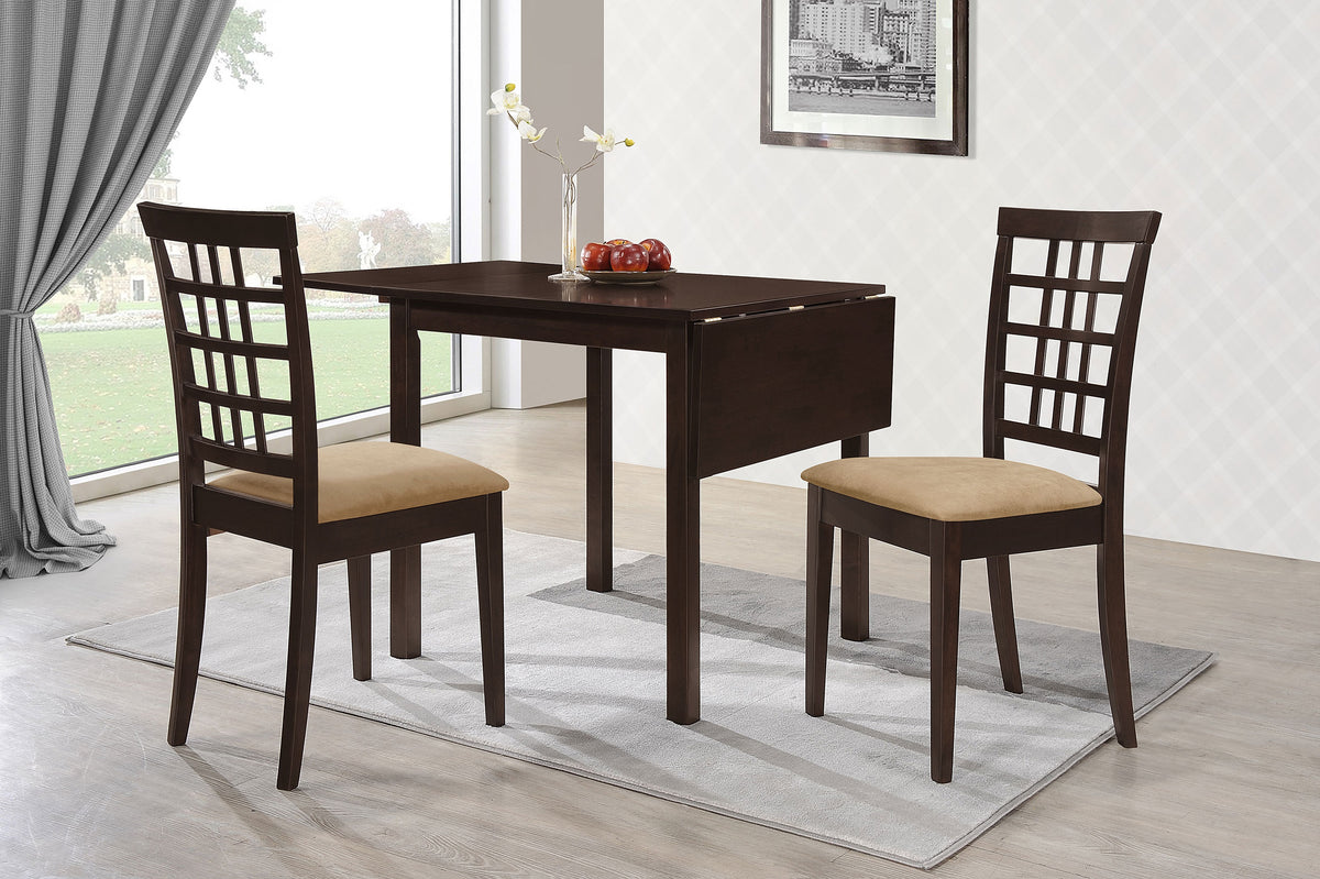 Kelso 3-piece Drop Leaf Dining Table Set Cappuccino and Beige