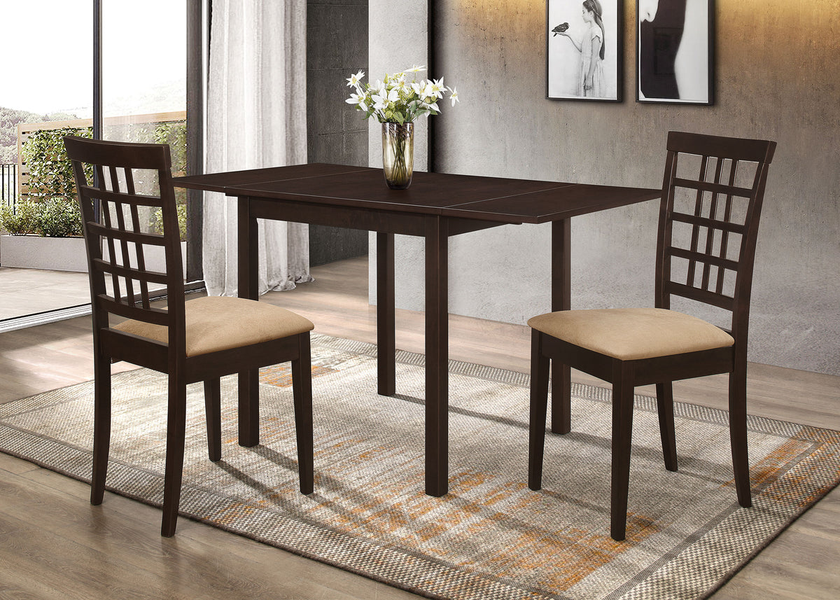 Kelso 3-piece Drop Leaf Dining Table Set Cappuccino and Beige