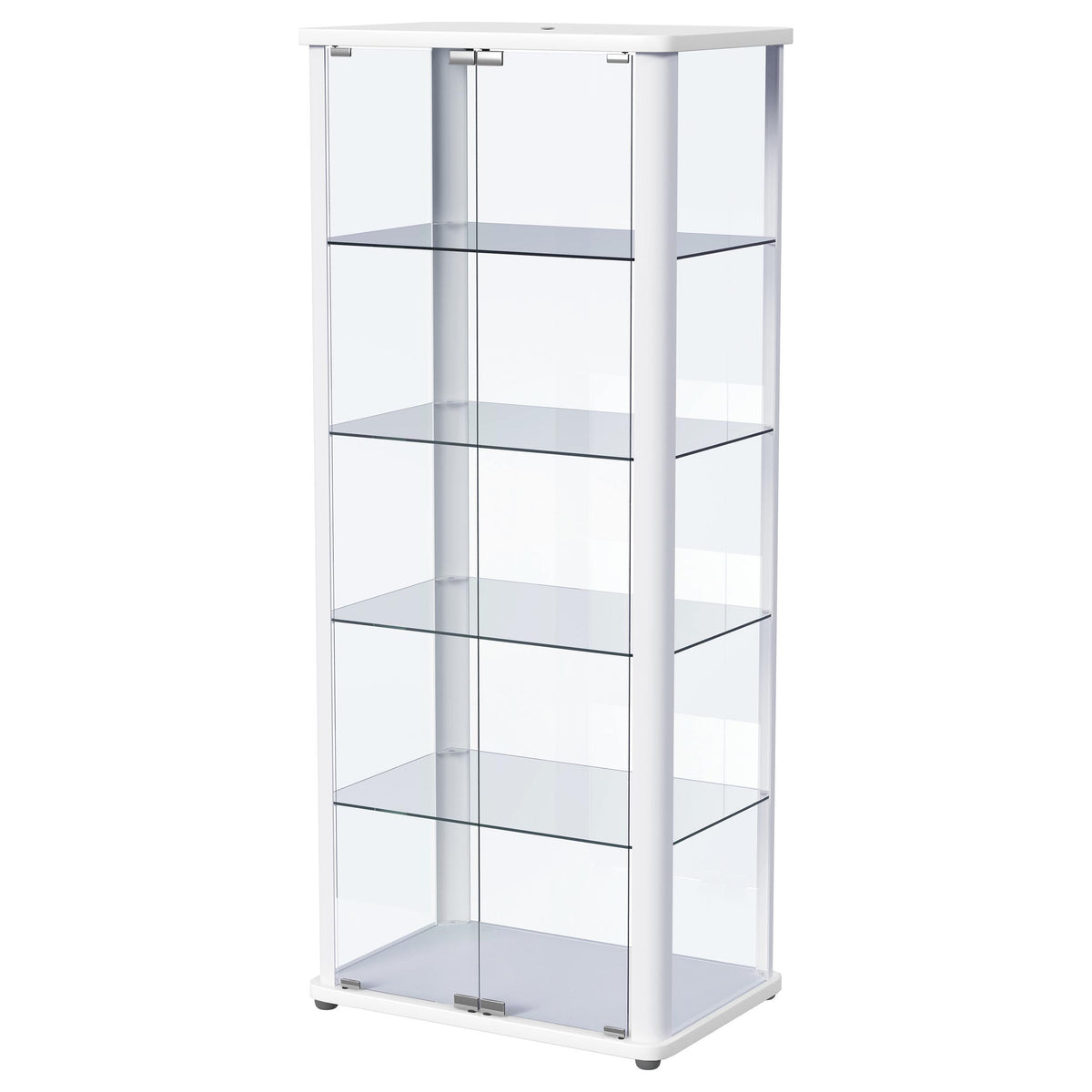 Aero LED 4-Shelf Glass Curio Display Cabinet White