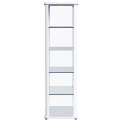 Aero LED 4-Shelf Glass Curio Display Cabinet White