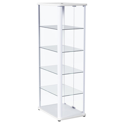 Aero LED 4-Shelf Glass Curio Display Cabinet White