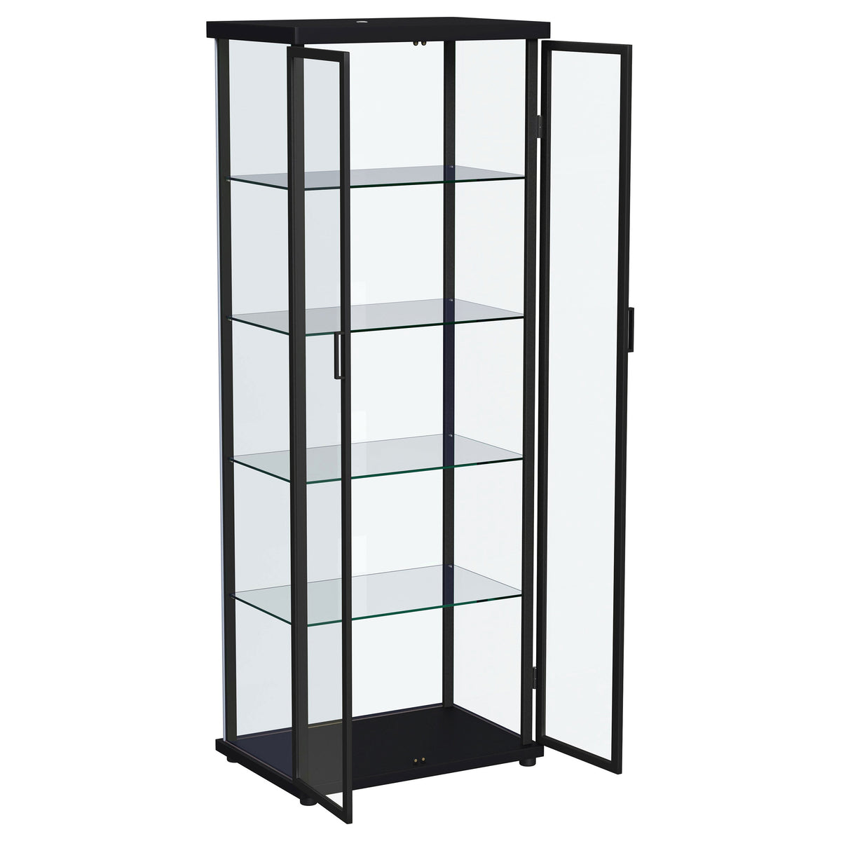 Carrillo LED 4-Shelf Glass Curio Display Cabinet Black