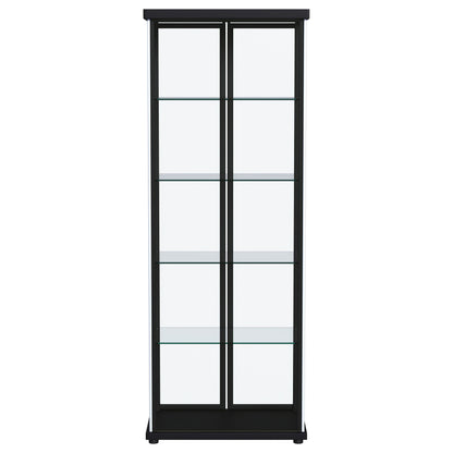 Carrillo LED 4-Shelf Glass Curio Display Cabinet Black