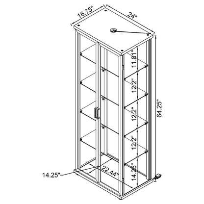 Carrillo LED 4-Shelf Glass Curio Display Cabinet Black