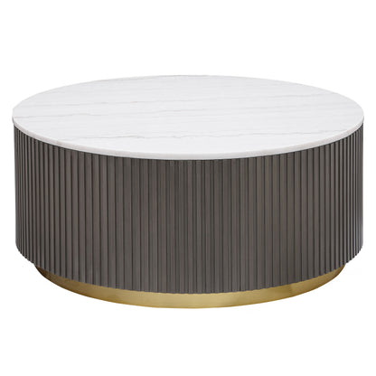 Jason Round White Marble Top Coffee Table Charcoal