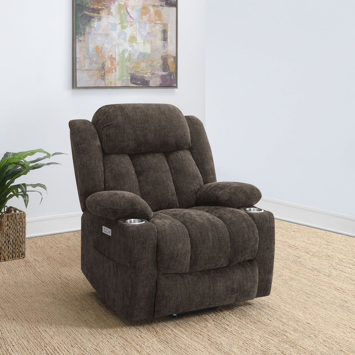 Houston Upholstered Power Lift Recliner Dark Brown