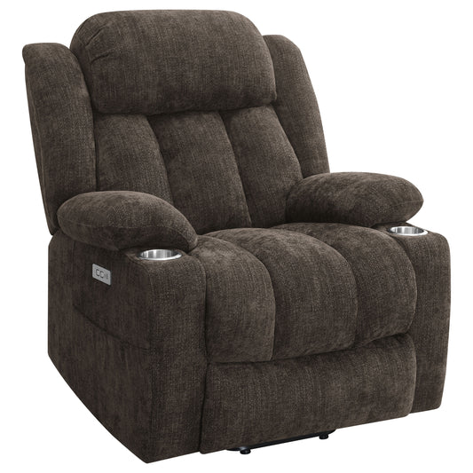 Houston Upholstered Power Lift Recliner Dark Brown