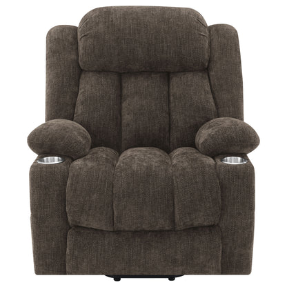 Houston Upholstered Power Lift Recliner Dark Brown
