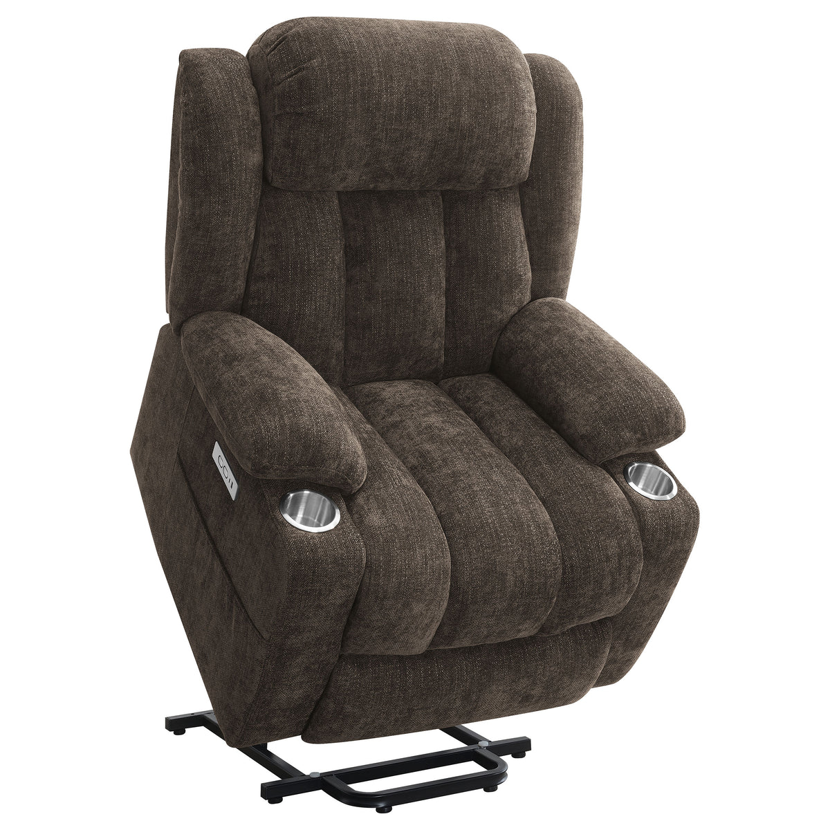 Houston Upholstered Power Lift Recliner Dark Brown
