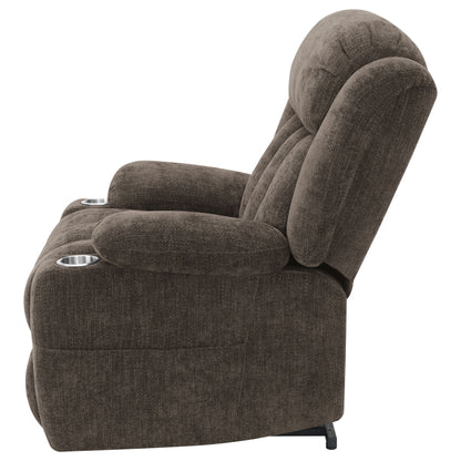 Houston Upholstered Power Lift Recliner Dark Brown