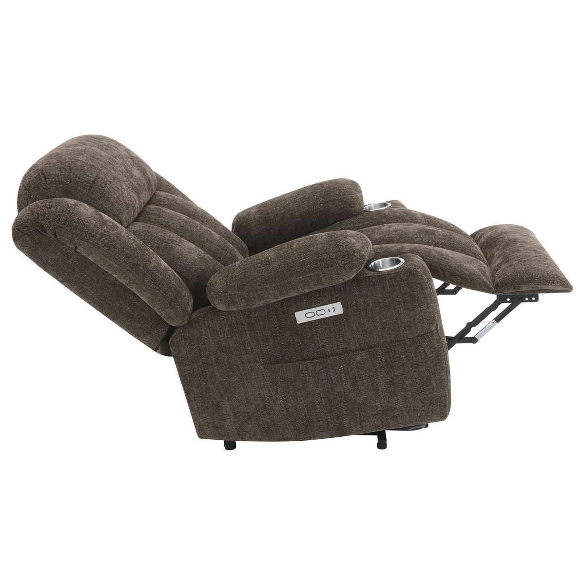 Houston Upholstered Power Lift Recliner Dark Brown