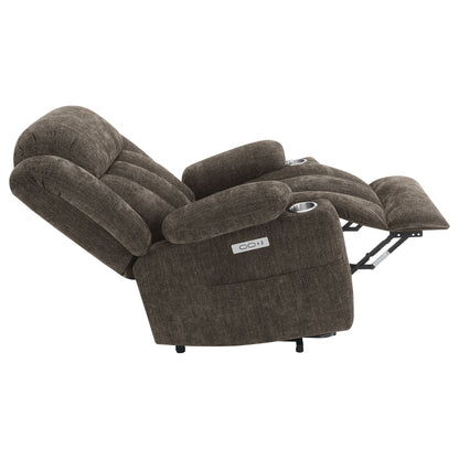 Houston Upholstered Power Lift Recliner Dark Brown