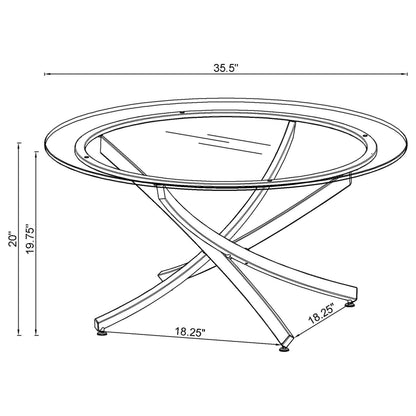 Brooke Round Glass Top Coffee Table Metal Base Brass