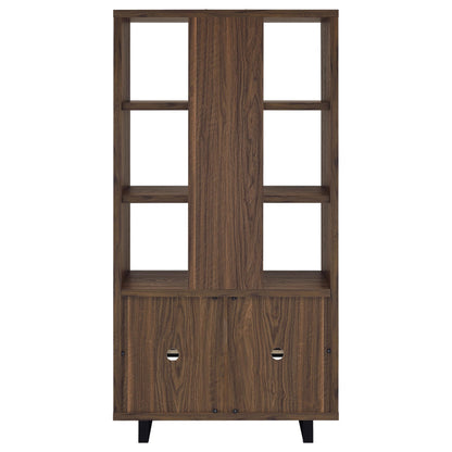Maddox 71-inch 5-shelf Cabinet Bookcase Walnut