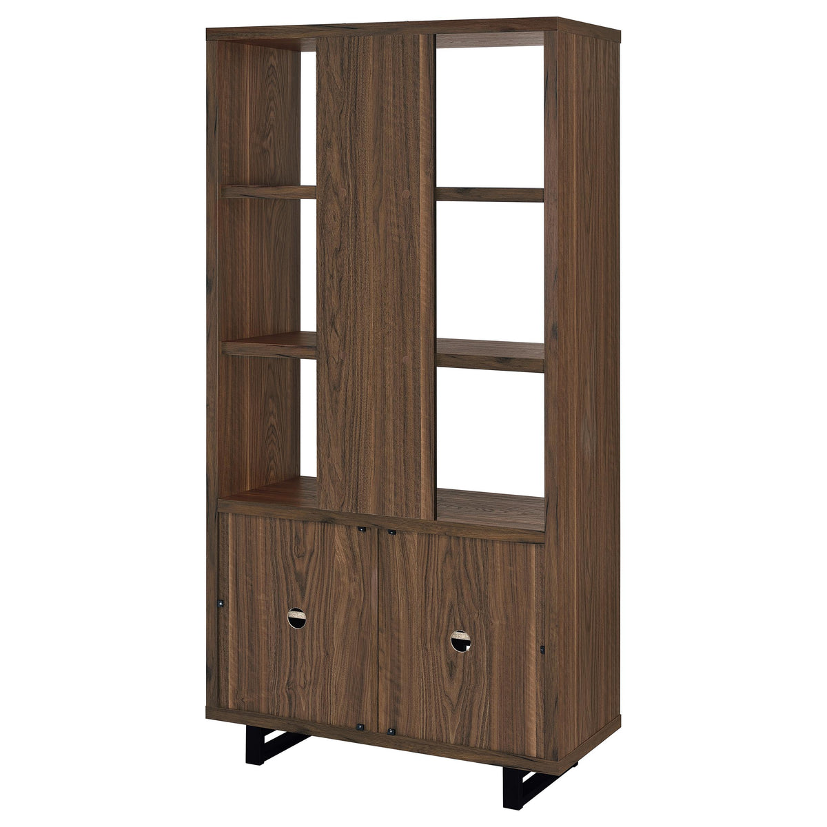 Maddox 71-inch 5-shelf Cabinet Bookcase Walnut