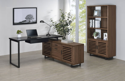 Maddox 71-inch 5-shelf Cabinet Bookcase Walnut