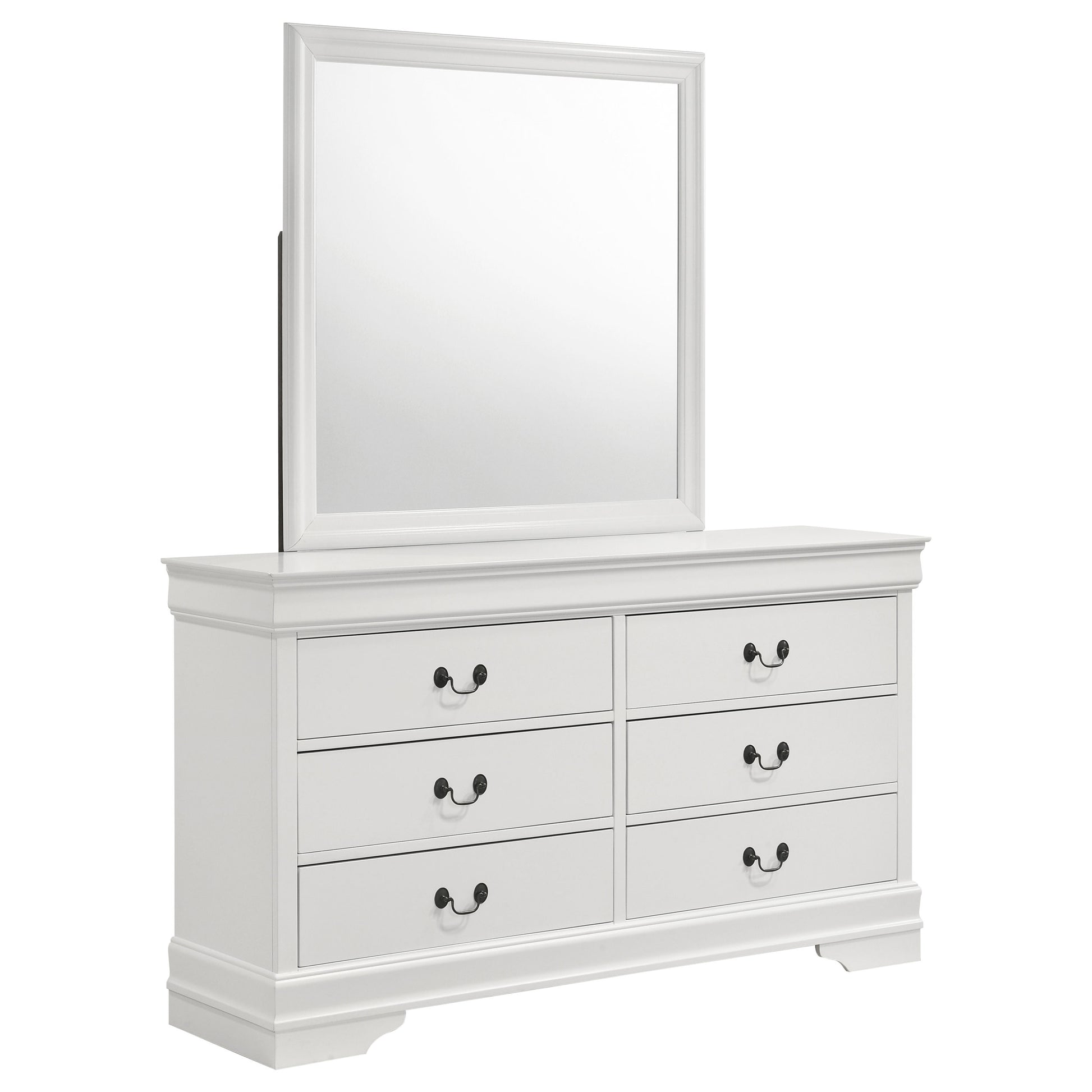 Louis Philippe 6-drawer Dresser and Mirror White – Brian Furniture Online Louis Philippe 6-drawer Dresser and Mirror White – Brian Furniture Online