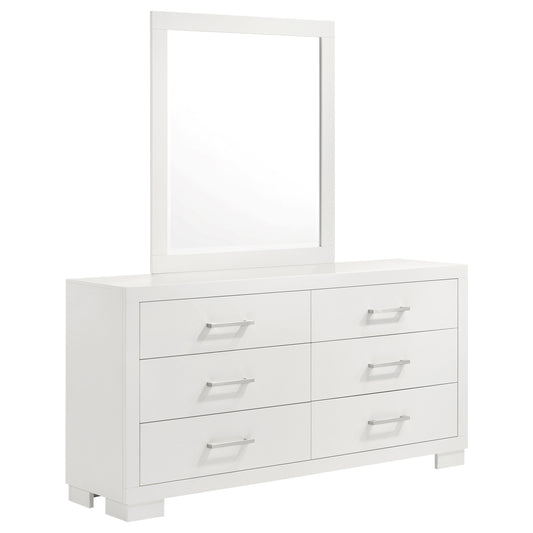Jessica 6-drawer Dresser with Mirror Snow White