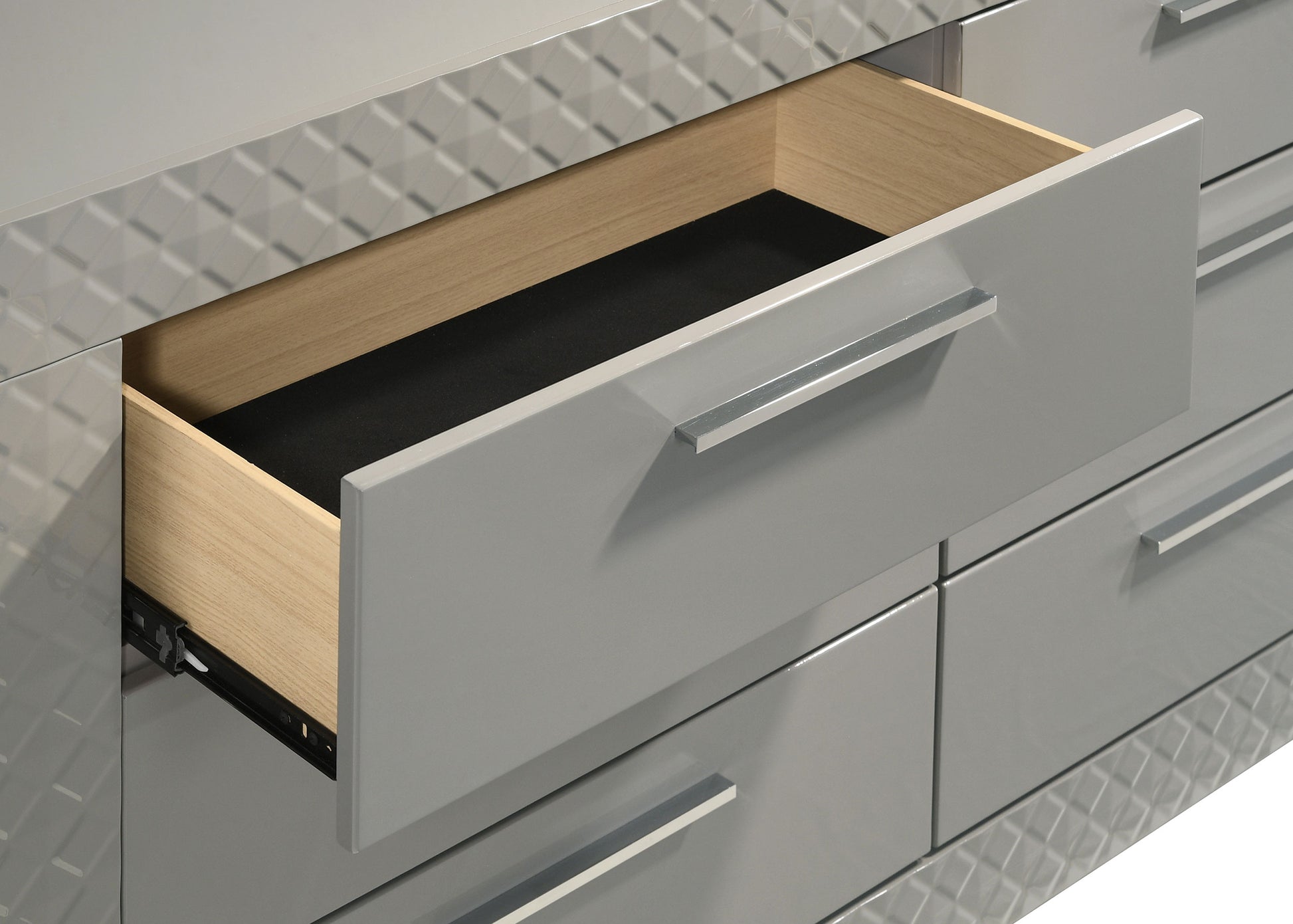 gloss grey dresser Ives 6-Drawer Dresser Cabinet Grey High Gloss