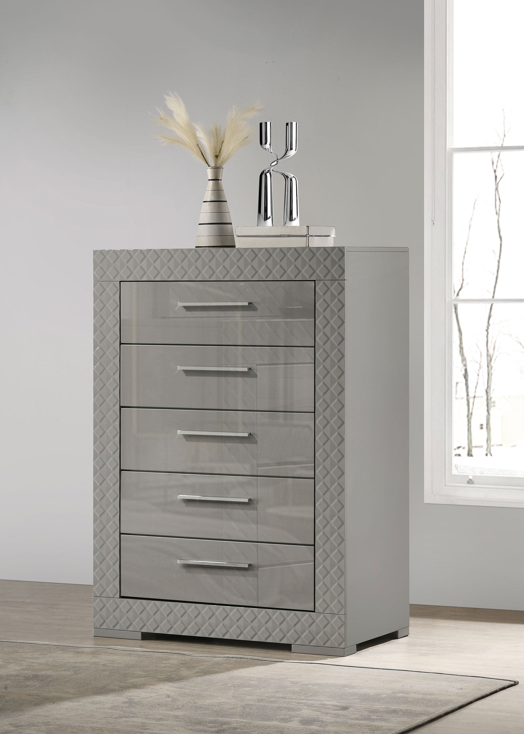 gloss grey dresser Norman Dresser in Grey High Gloss Euro Living Furniture