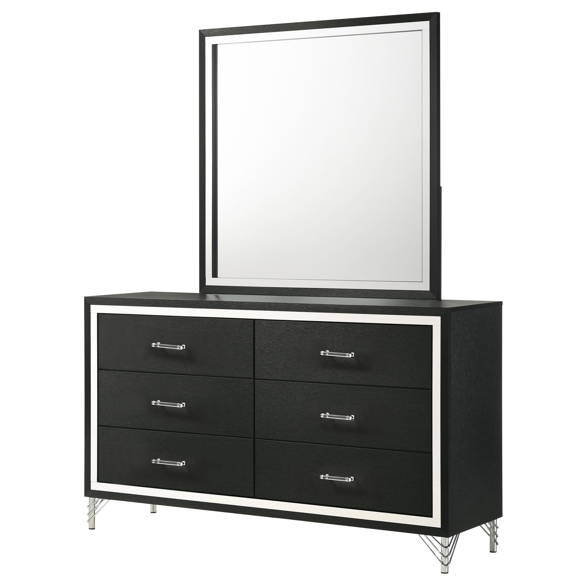 6 drawer black dresser with mirror Maribel - Black