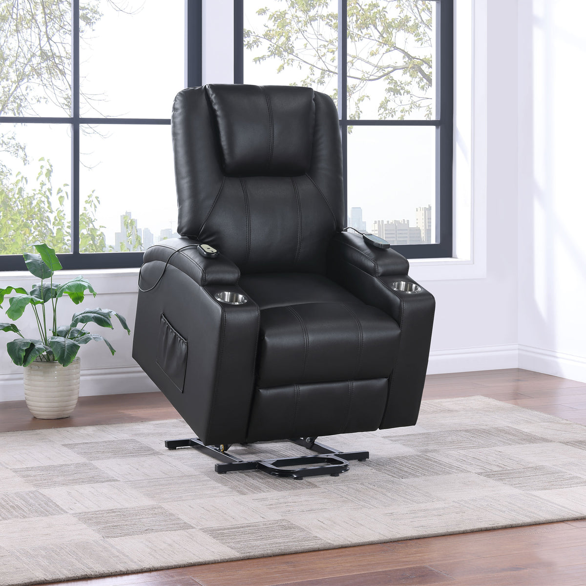 Armstrong Tufted Faux Leather Power Lift Massage Recliner Espresso