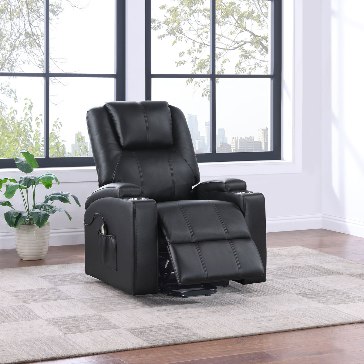 Armstrong Tufted Faux Leather Power Lift Massage Recliner Espresso