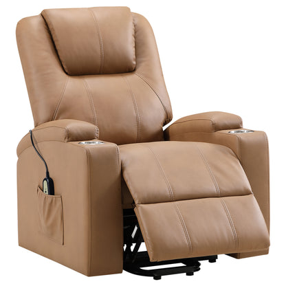 Armstrong Tufted Faux Leather Power Lift Massage Recliner Camel