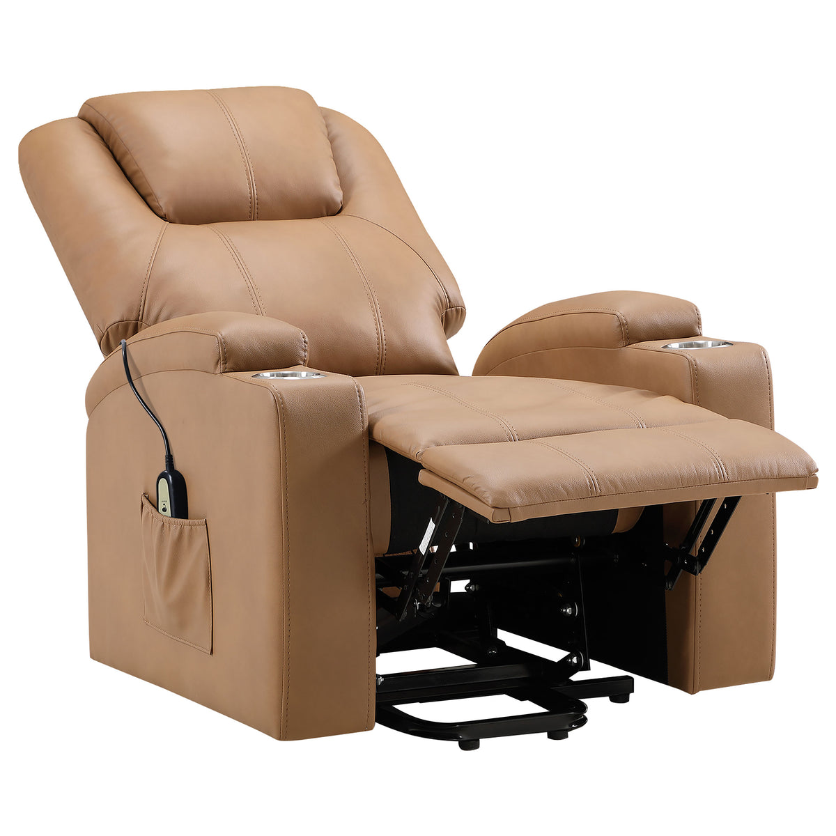 Armstrong Tufted Faux Leather Power Lift Massage Recliner Camel