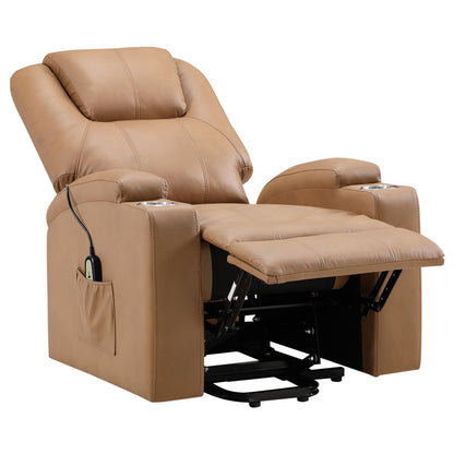 Armstrong Tufted Faux Leather Power Lift Massage Recliner Camel