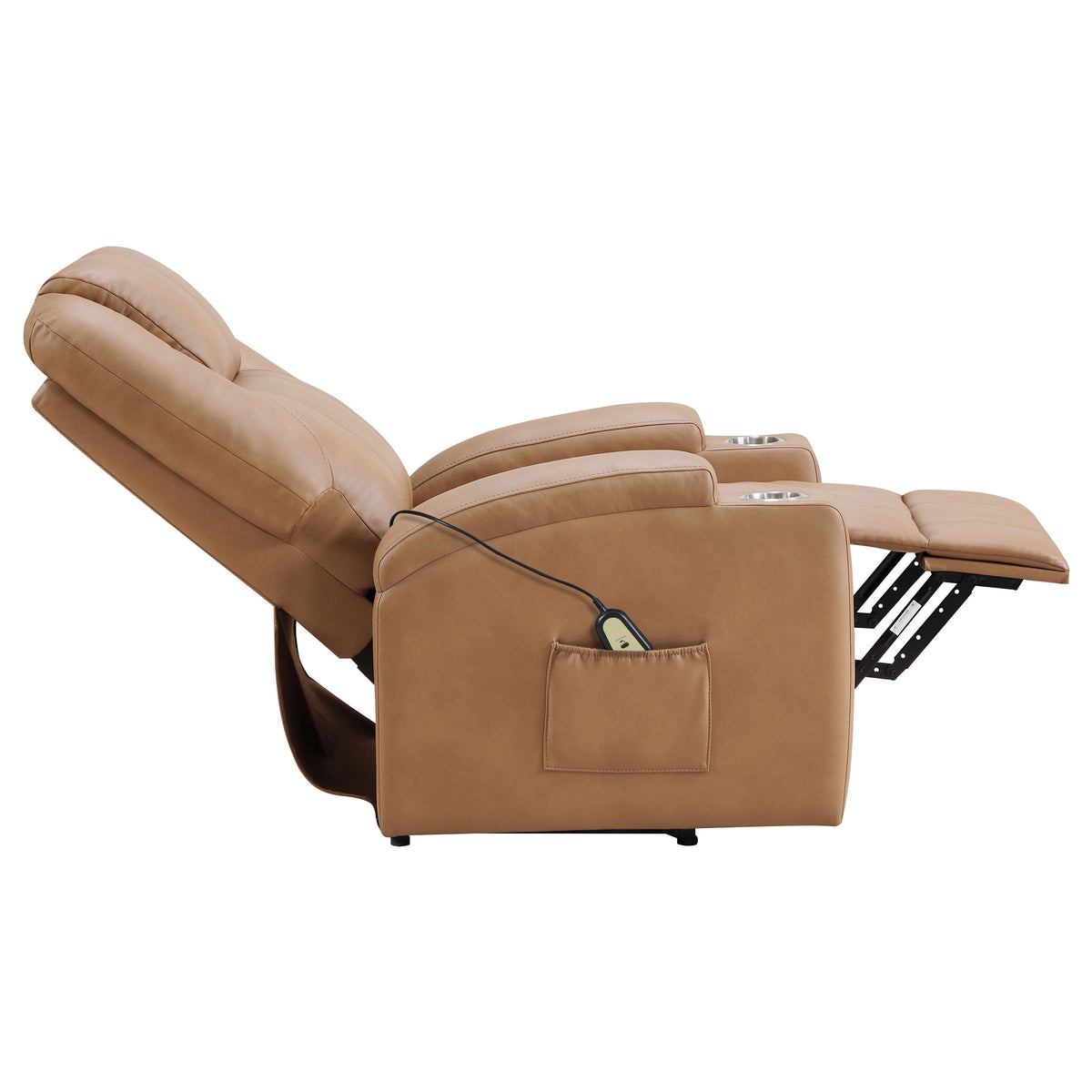 Armstrong Tufted Faux Leather Power Lift Massage Recliner Camel