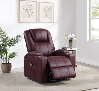 Armstrong Tufted Faux Leather Power Lift Massage Recliner Wine
