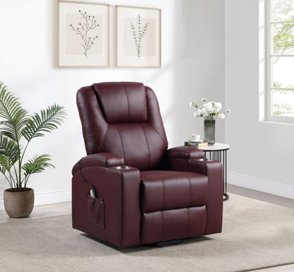 Armstrong Tufted Faux Leather Power Lift Massage Recliner Wine