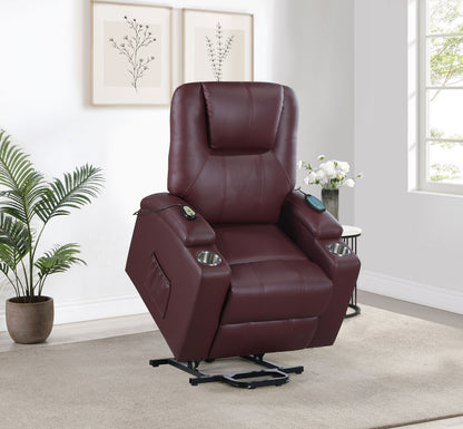Armstrong Tufted Faux Leather Power Lift Massage Recliner Wine