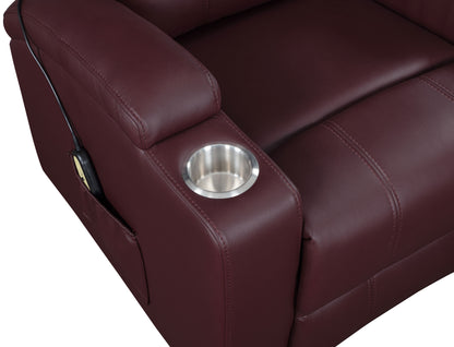 Armstrong Tufted Faux Leather Power Lift Massage Recliner Wine