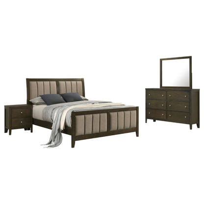 Wilkes 4-Piece Full Bedroom Set with Upholstered Bed Dark Cocoa