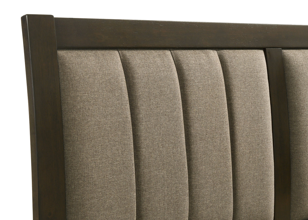 Wilkes Queen Vertical-Channel Upholstered Panel Bed Dark Cocoa