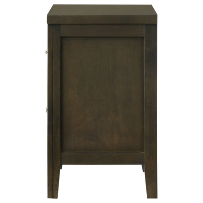 Wilkes Transitional 2-Drawer Nightstand with Metal Knobs Dark Cocoa