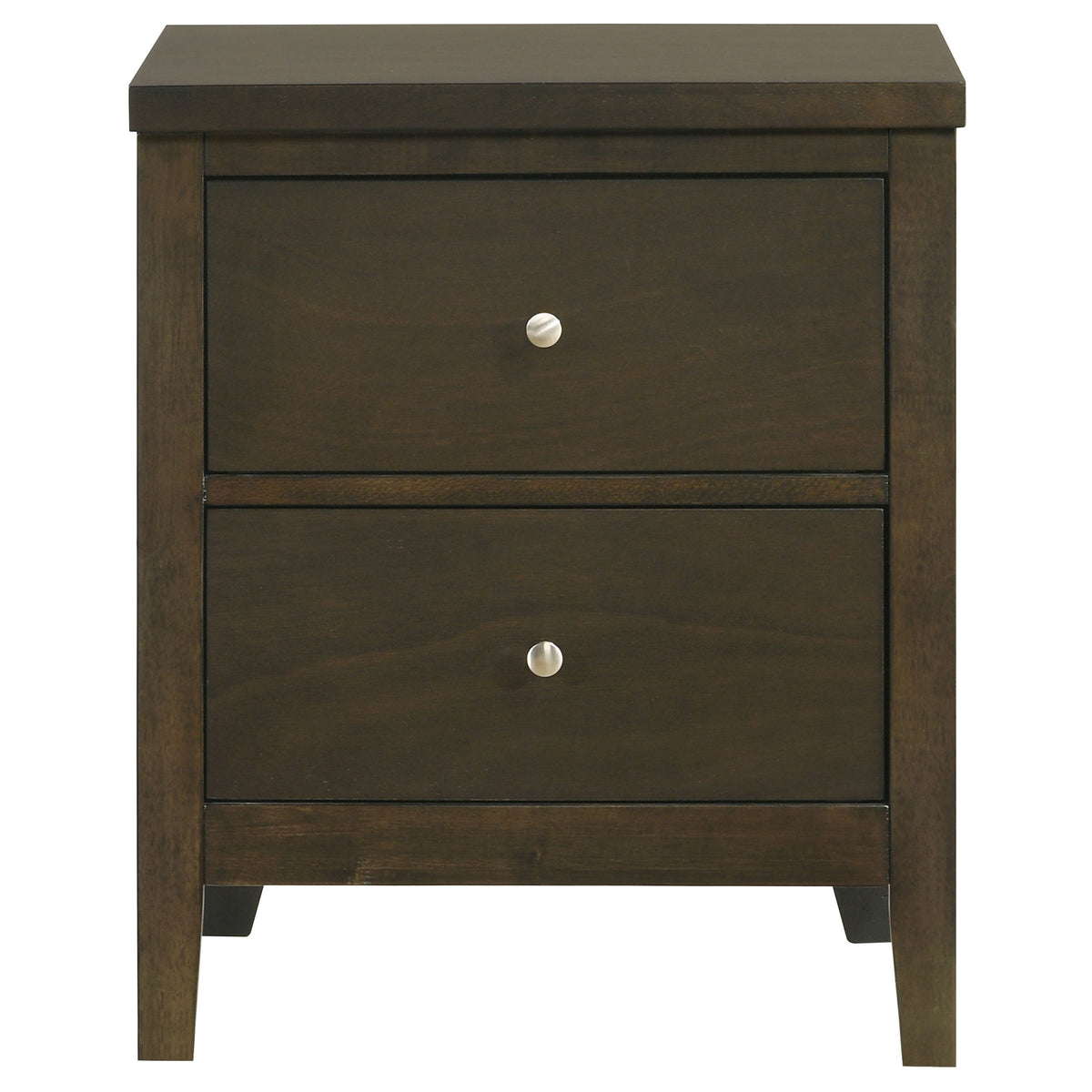 Wilkes Transitional 2-Drawer Nightstand with Metal Knobs Dark Cocoa