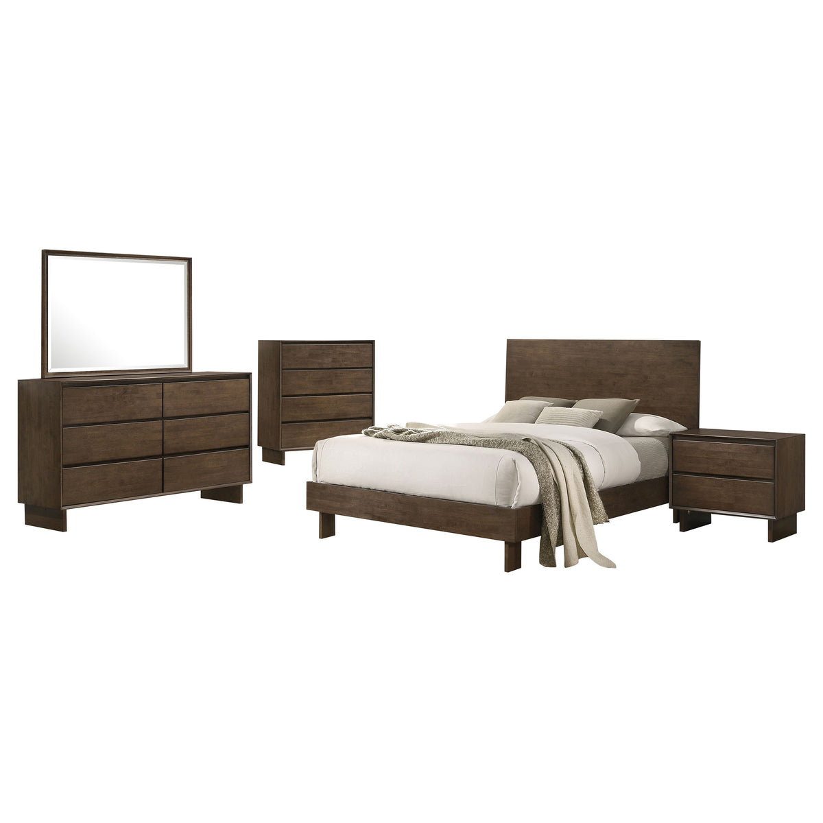 Glenwood 5-piece Eastern King Bedroom Set Warm Brown