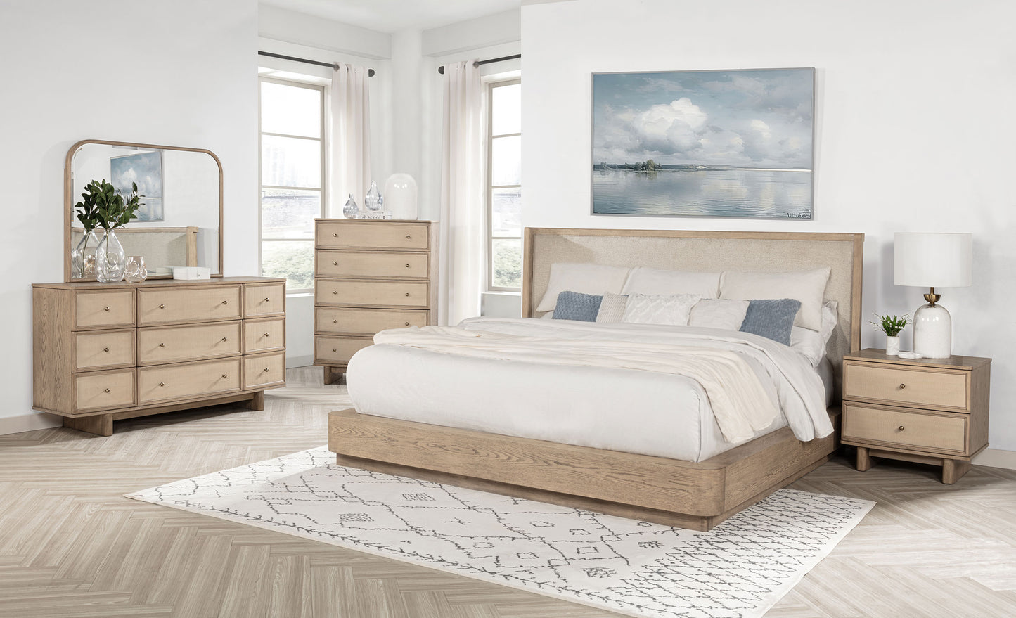 Kailani 52-inch California King Wingback Bed Beige Oak